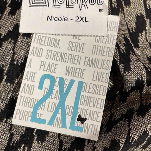 LuLaRoe New Elegant Black Metallic Gold Nicole Dress 2XL NWT - Picture 9 of 12